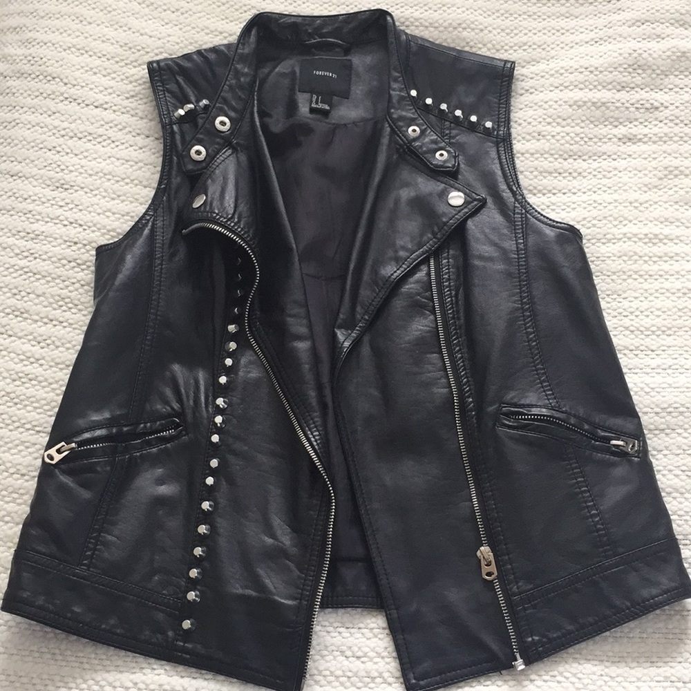 Black Pleather Studded Vest